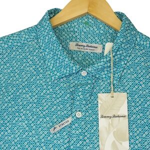 NEW Tommy Bahama Shirt Mens XLT Teal Bahama Coast IslandZone Stretch Performance